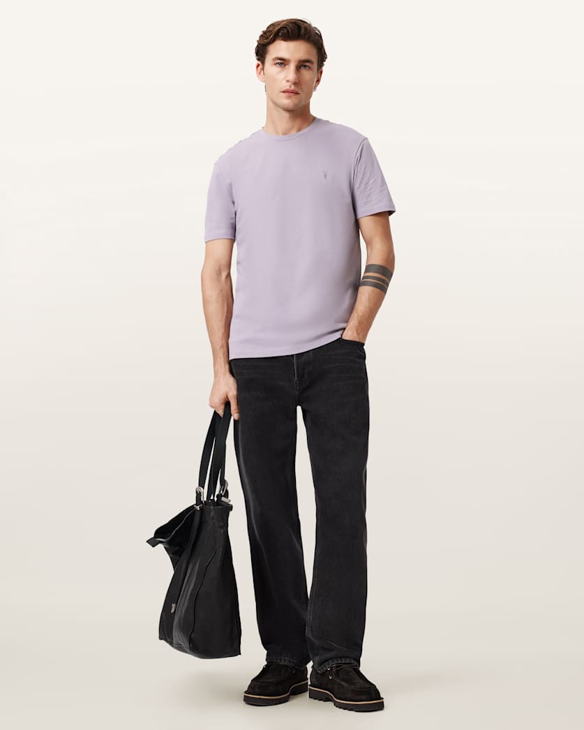 AllSaints Brace Brushed Cotton Crew Neck T Shirt Flint Grey