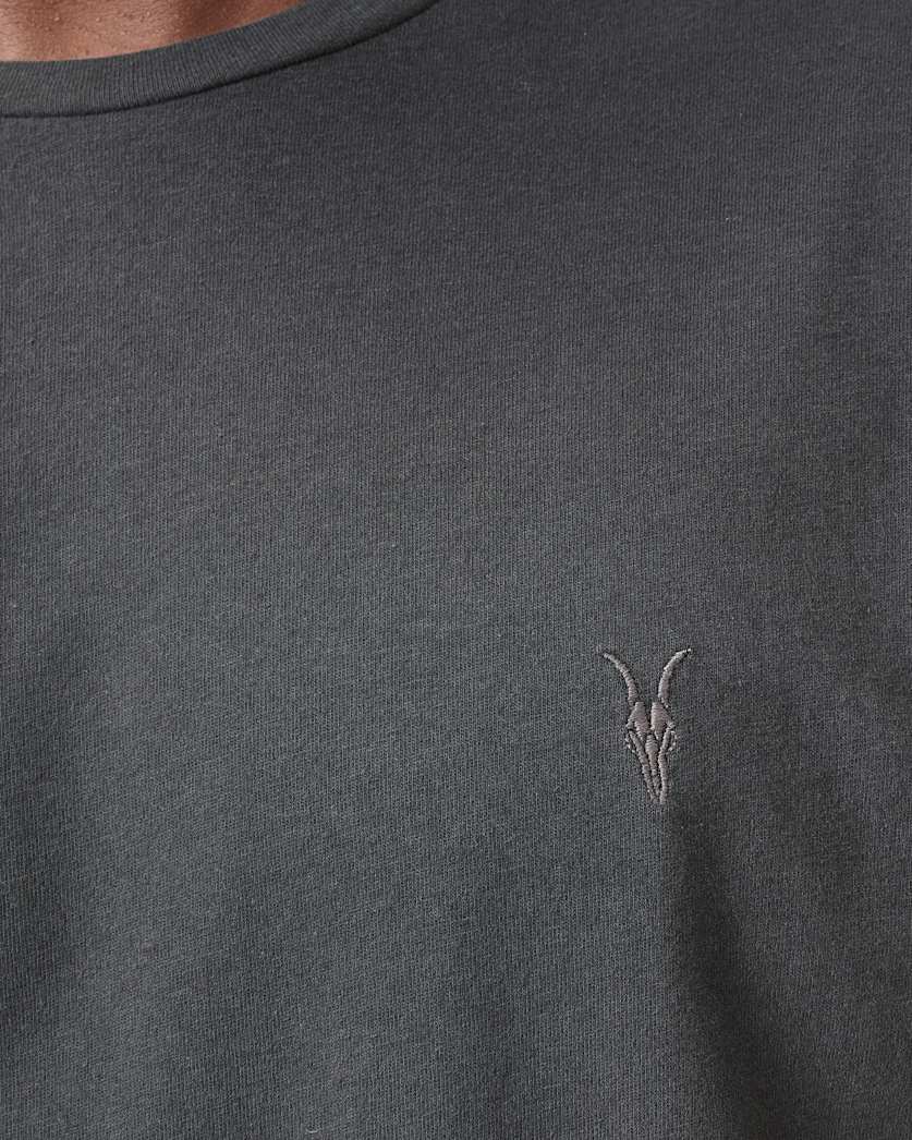 AllSaints Brace Brushed Cotton Crew Neck T Shirt Flint Grey