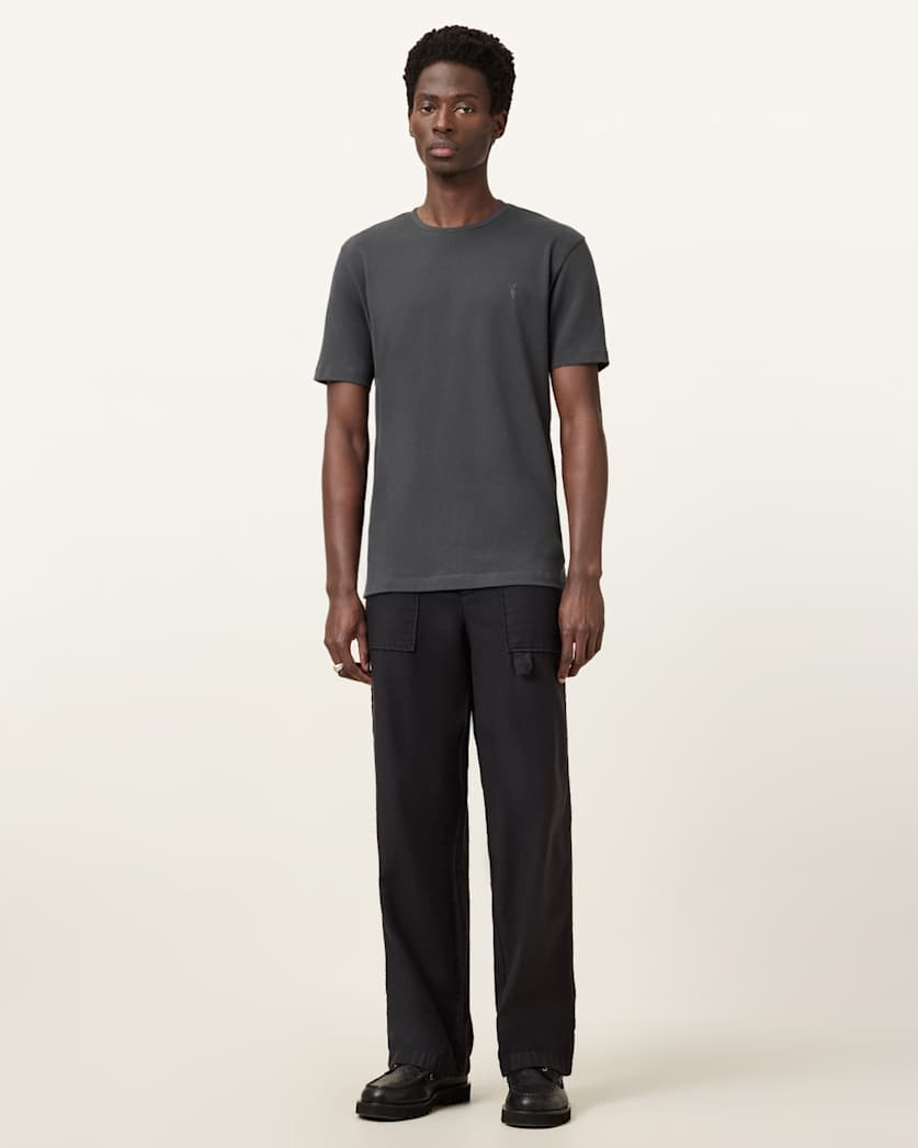 AllSaints Brace Brushed Cotton Crew Neck T Shirt Flint Grey