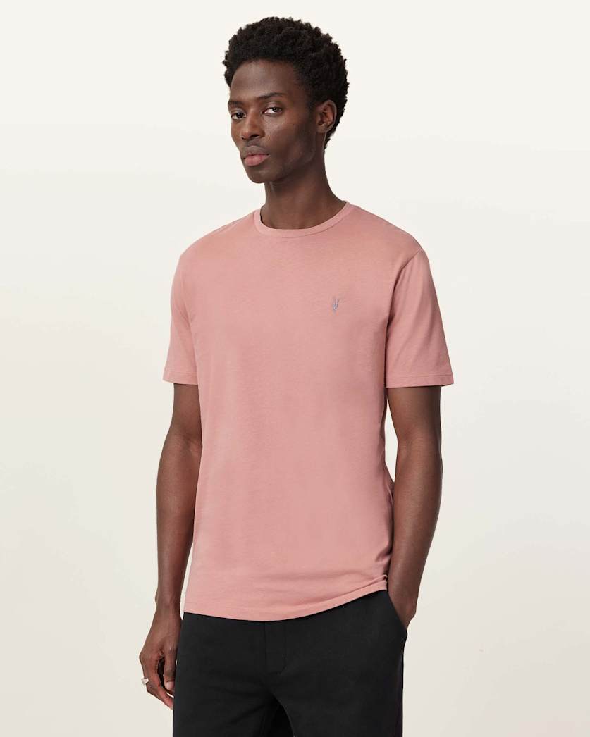 AllSaints Brace Brushed Cotton Crew Neck T Shirt Flint Grey