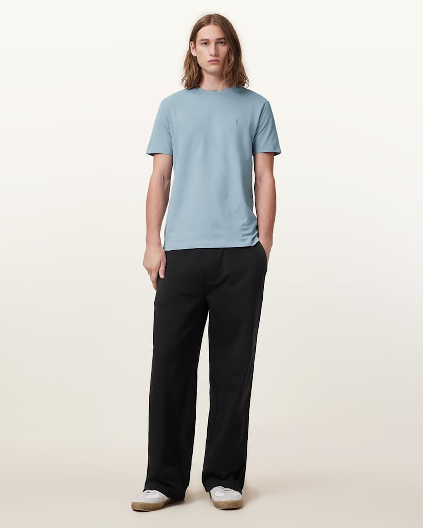 AllSaints Brace Brushed Cotton Crew Neck T Shirt Flint Grey