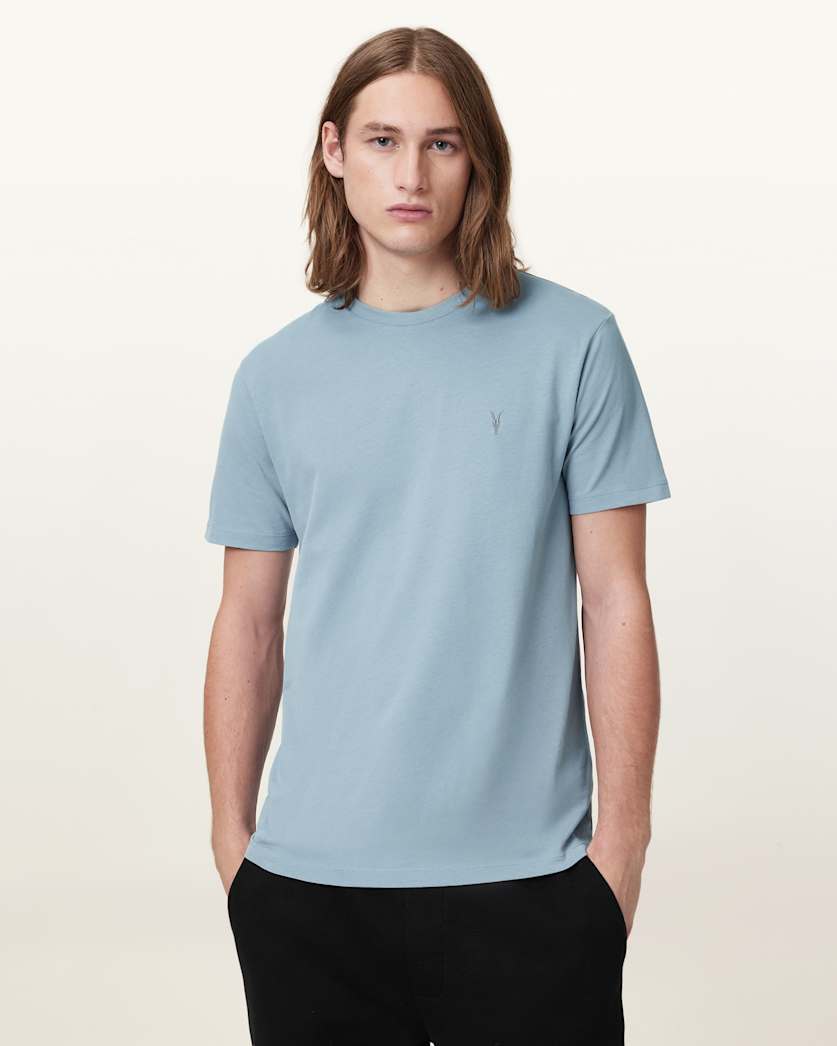 AllSaints Brace Brushed Cotton Crew Neck T Shirt Flint Grey