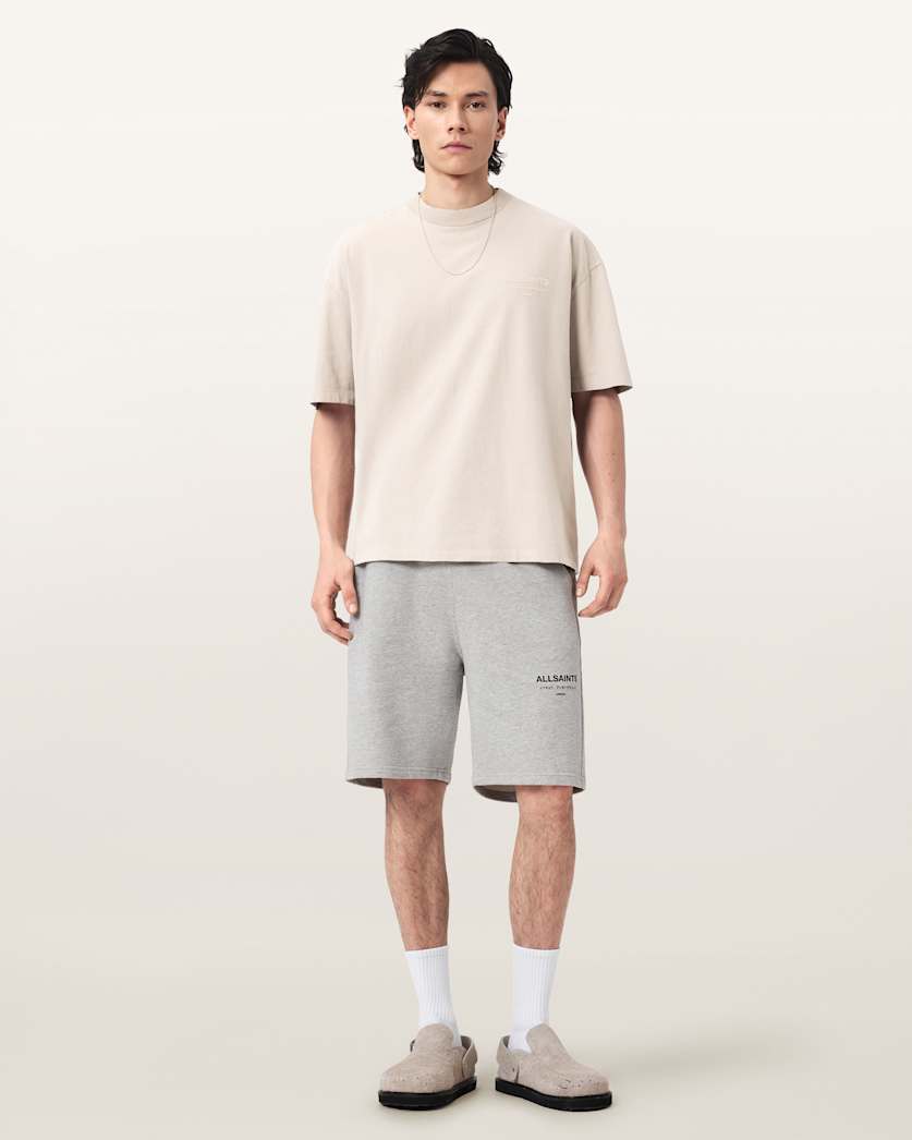 AllSaints Xander Flocked Logo Oversized T Shirt Coastline Blue