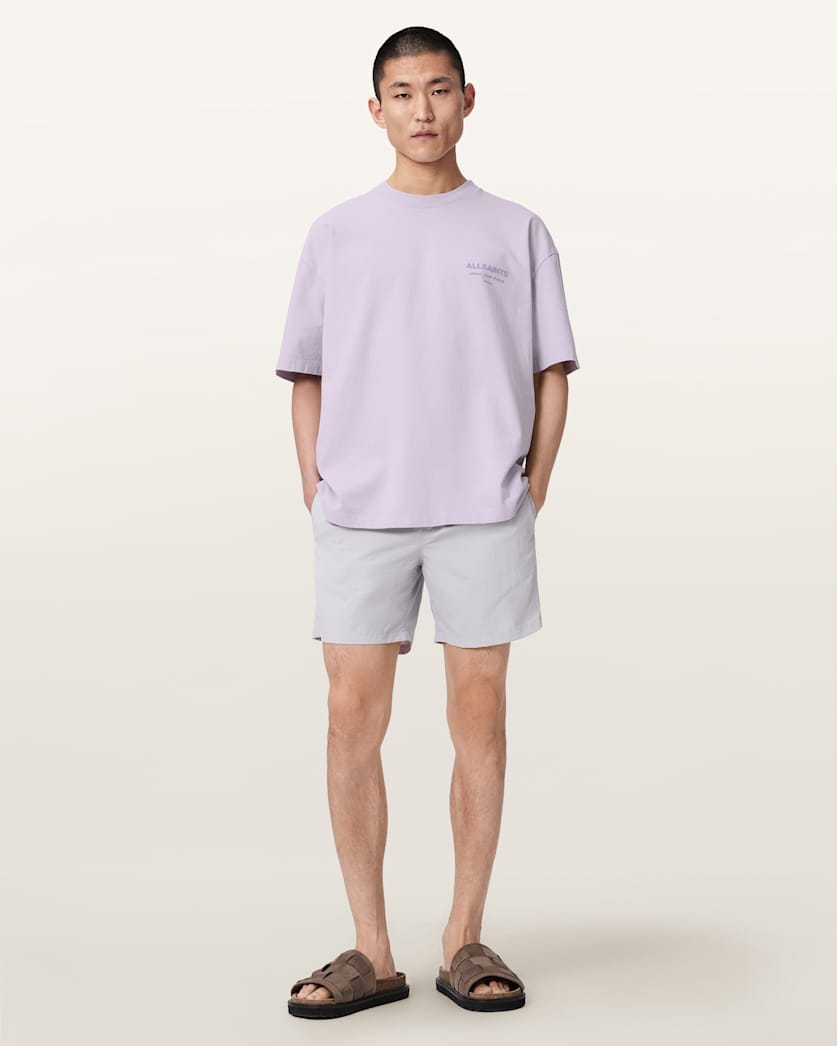 AllSaints Xander Flocked Logo Oversized T Shirt Coastline Blue
