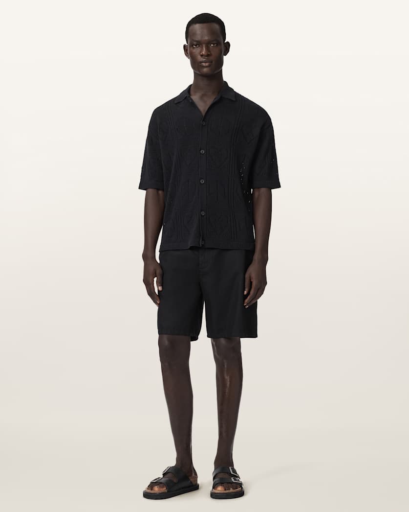 AllSaints Arktx Open Stitch Jacquard Cardigan Black