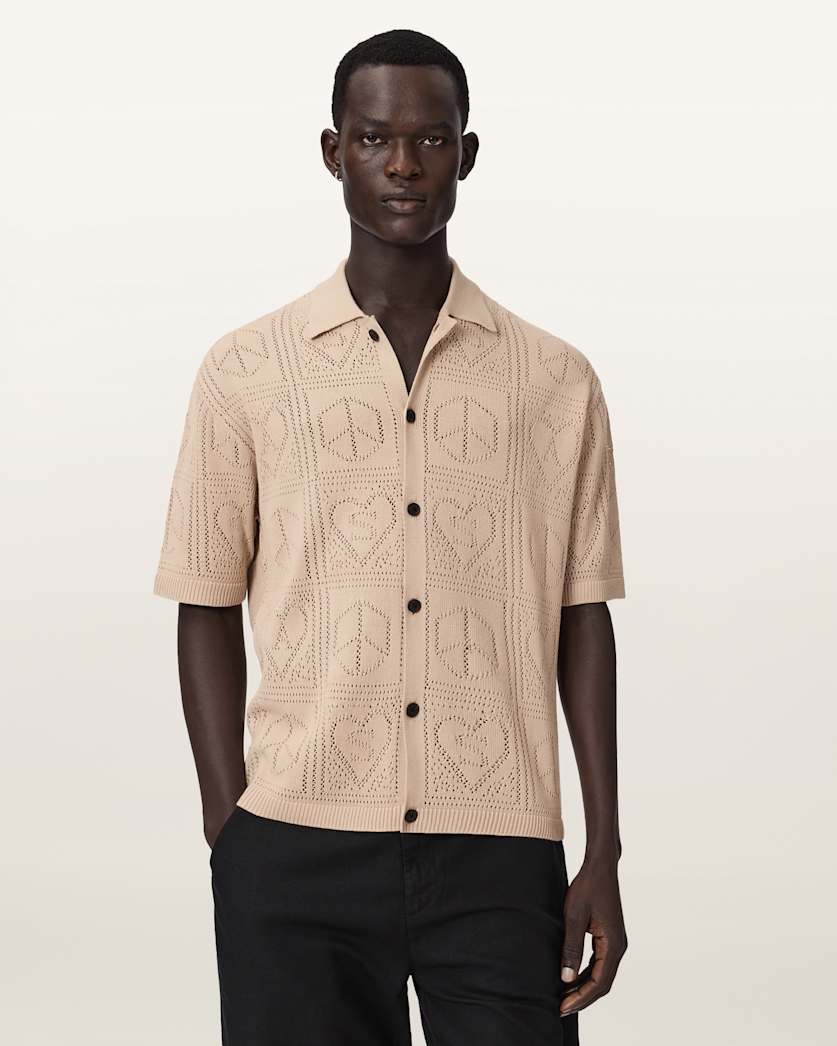 AllSaints Arktx Open Stitch Jacquard Cardigan Black