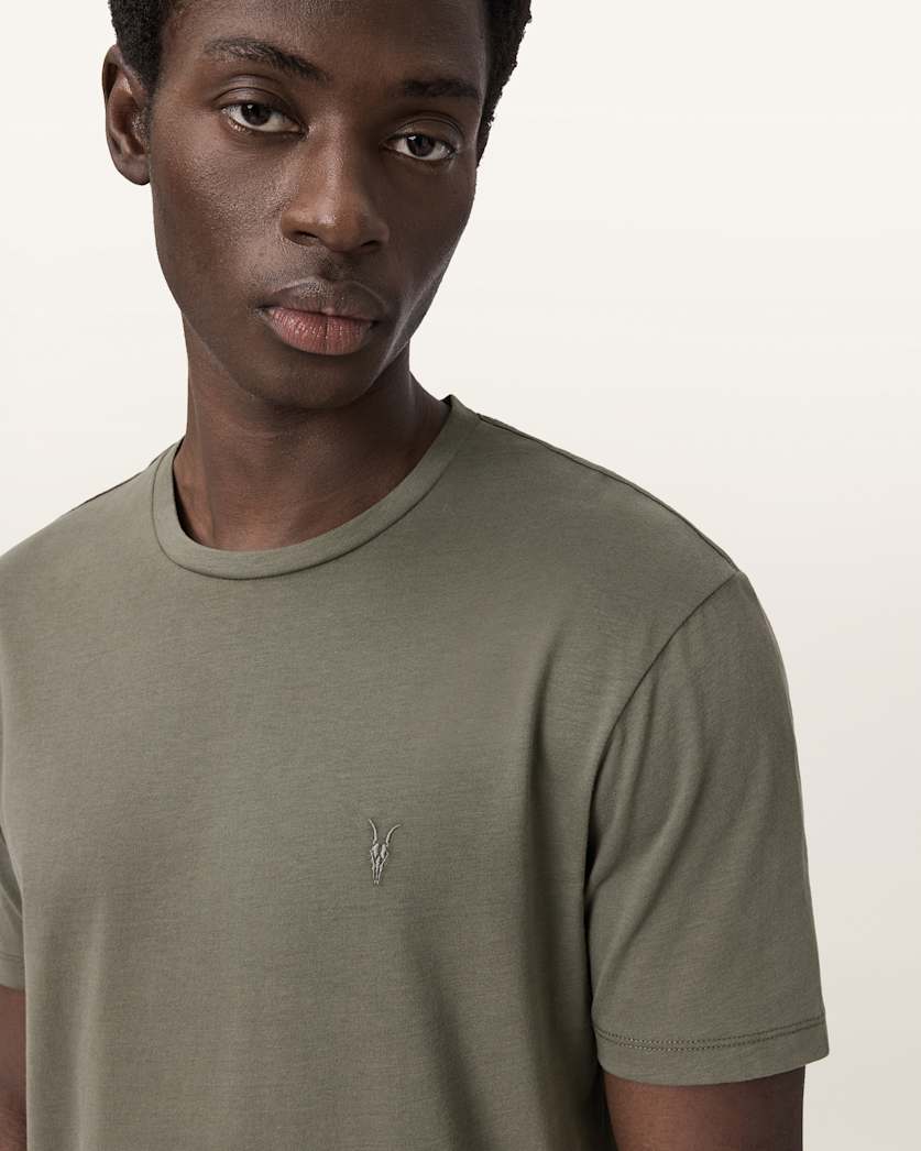 AllSaints Brace Brushed Cotton T Shirts 3 Pack White/Green/Green