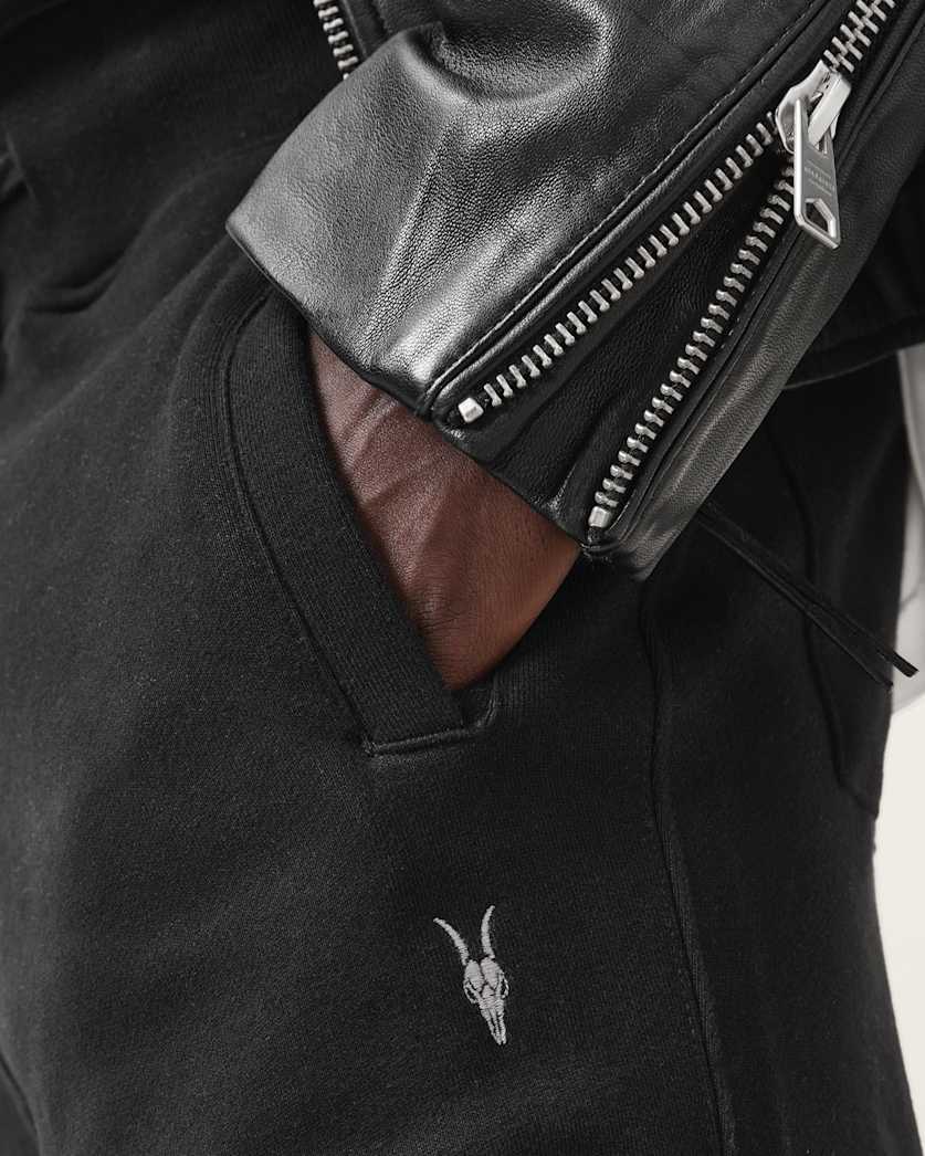 AllSaints Raven Cuffed Slim Fit Ramskull Sweatpants Black