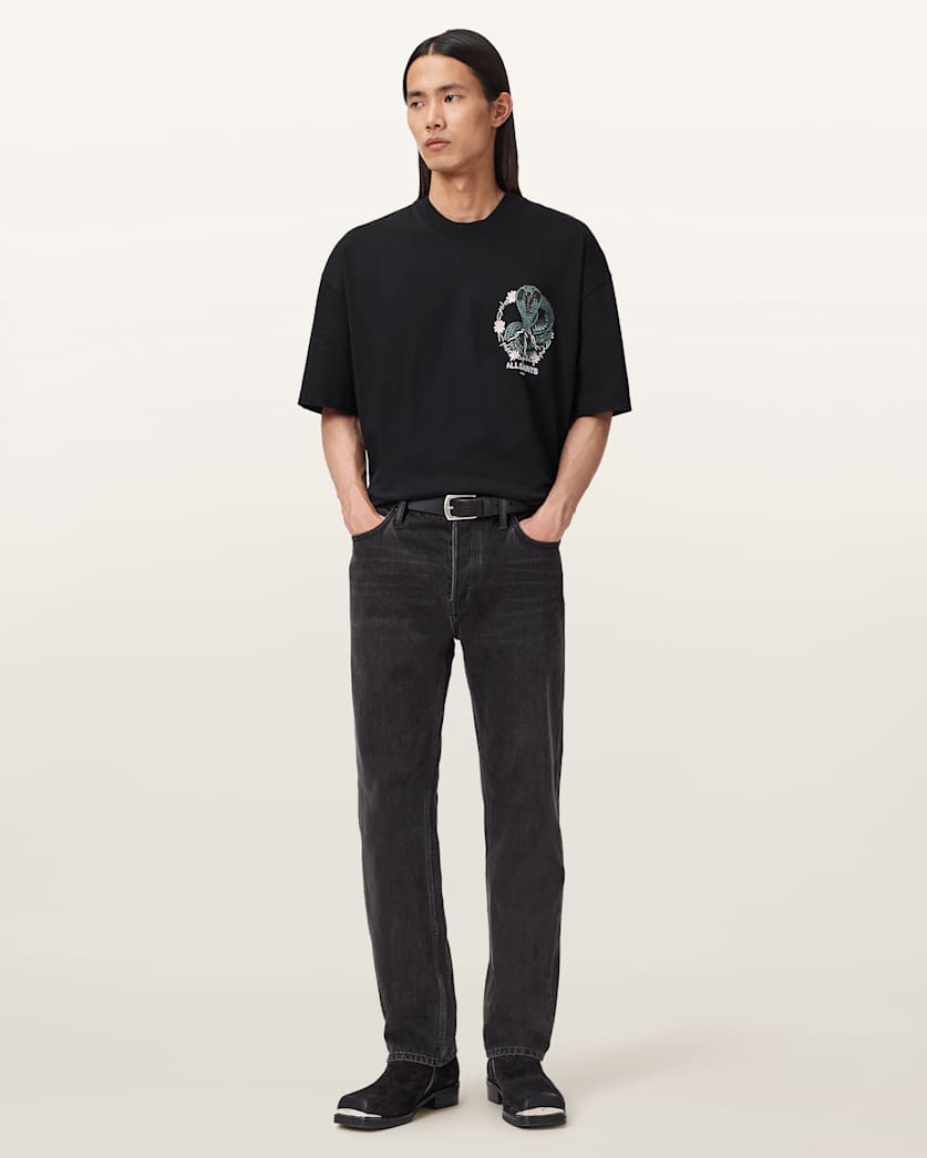 AllSaints Snakebite Short Sleeve Crew T Shirt Washed Black