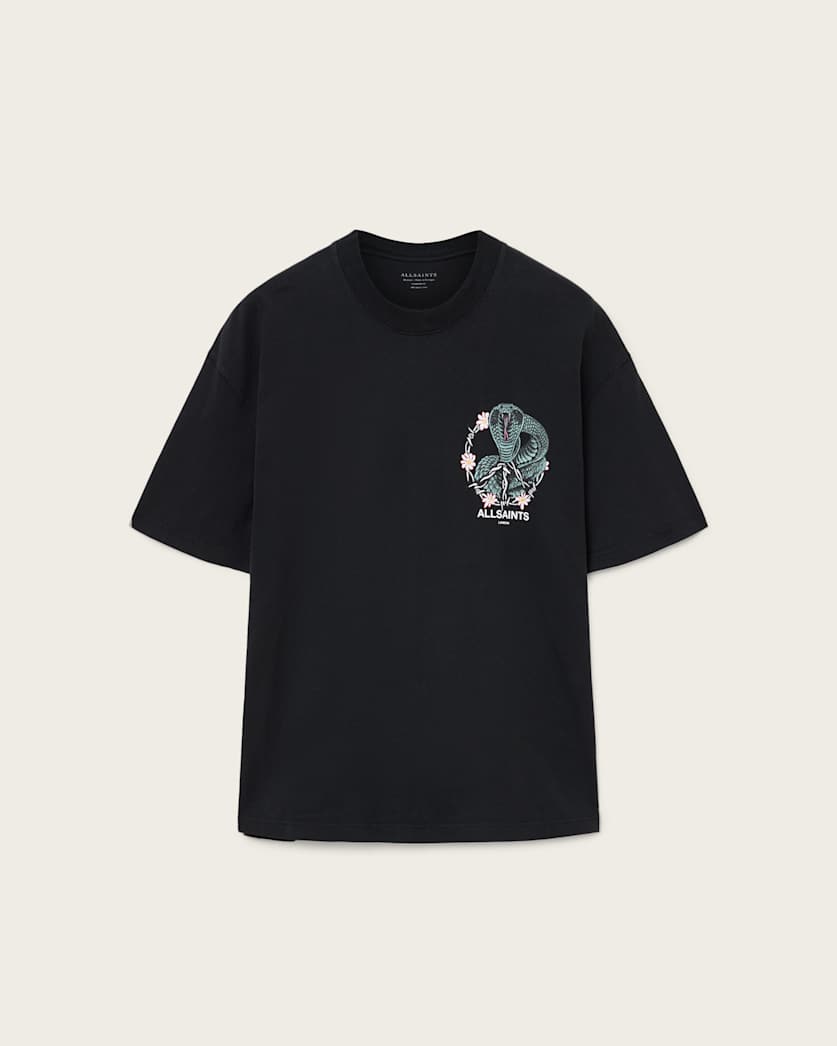 AllSaints Snakebite Short Sleeve Crew T Shirt Washed Black
