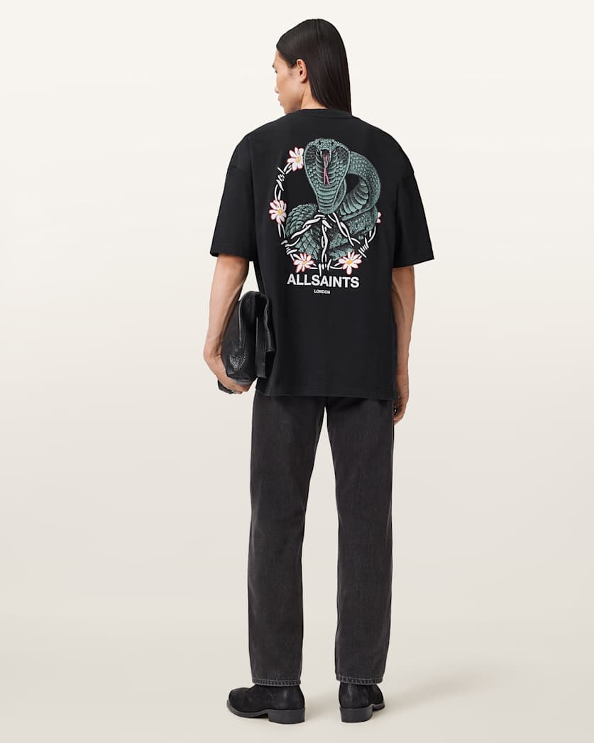AllSaints Snakebite Short Sleeve Crew T Shirt Washed Black