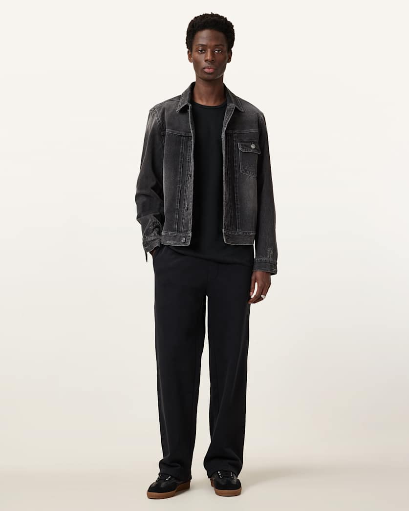 AllSaints Brace Brushed Cotton Long Sleeve T Shirt Hazed Grey