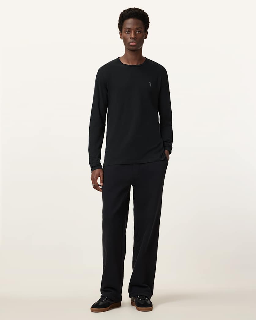 AllSaints Brace Brushed Cotton Long Sleeve T Shirt Hazed Grey