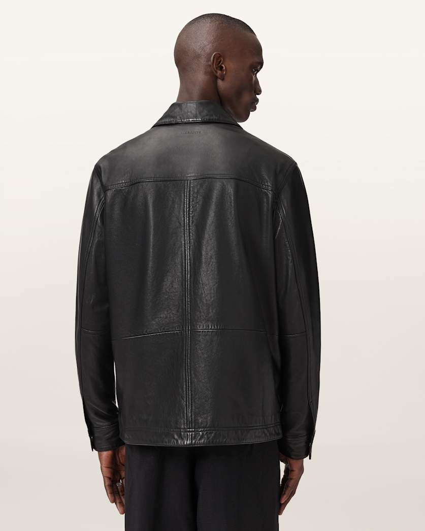 AllSaints Saxon Leather Jacket Black