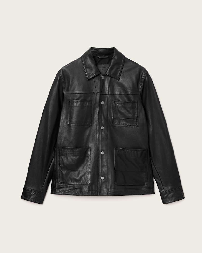 AllSaints Saxon Leather Jacket Black