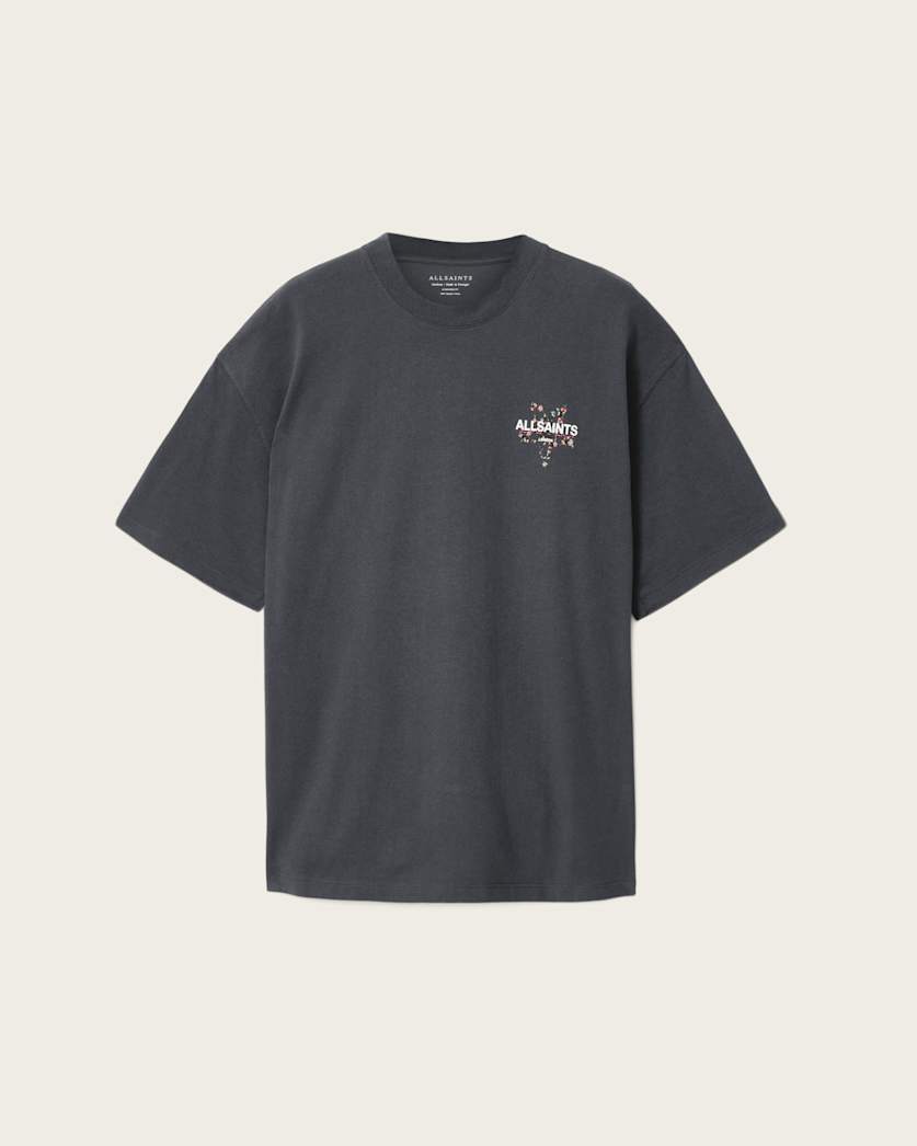 AllSaints Pentacle Oversized Short Sleeve Graphic T Shirt Washed Black