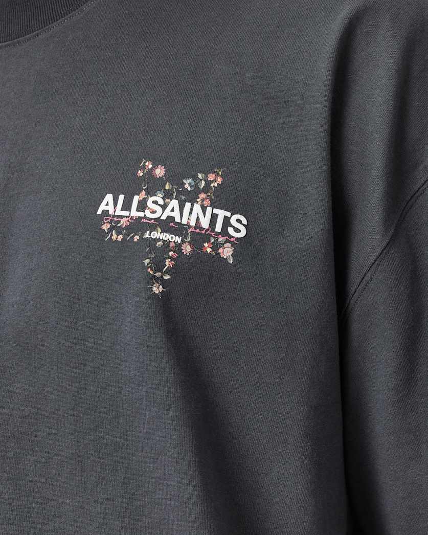 AllSaints Pentacle Oversized Short Sleeve Graphic T Shirt Washed Black