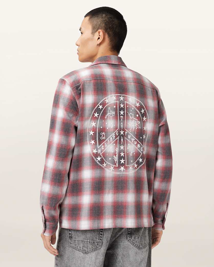 AllSaints Shams Long Sleeve Shirt Claret Red