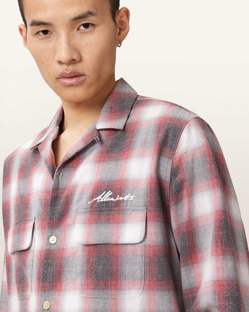AllSaints Shams Long Sleeve Shirt Claret Red