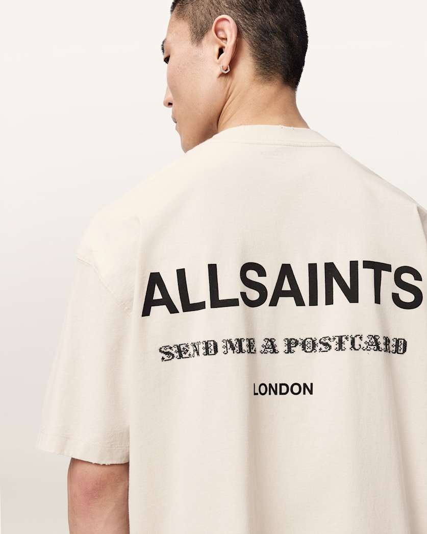 AllSaints Dreamer Short Sleeve Oversized Graphic T Shirt Dusk White