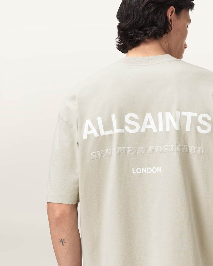 AllSaints Dreamer Short Sleeve Oversized Graphic T Shirt Dusk White