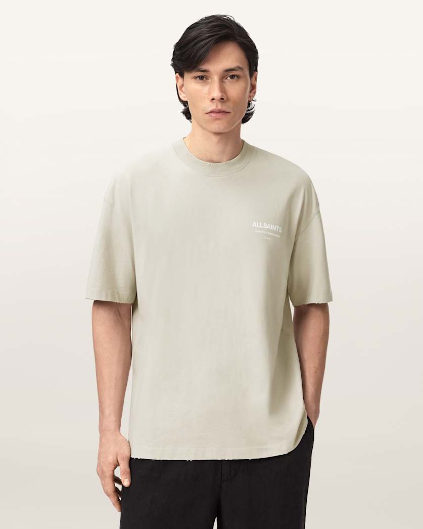 AllSaints Dreamer Short Sleeve Oversized Graphic T Shirt Dusk White