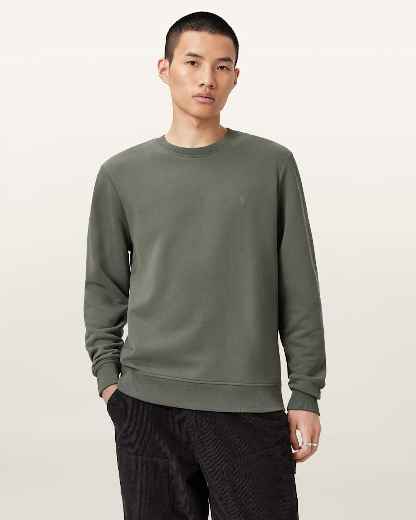 AllSaints Raven Crew Neck Ramskull Sweatshirt Gastor Green
