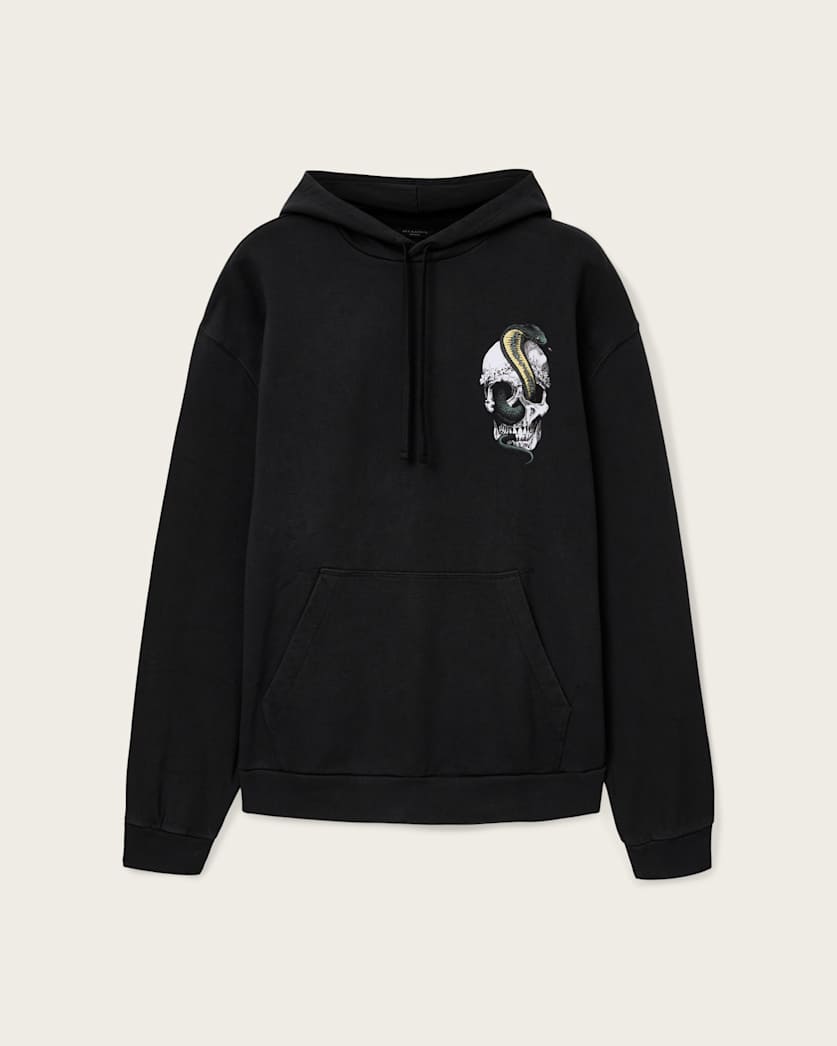 AllSaints Snakehead Graphic Hoodie Washed Black