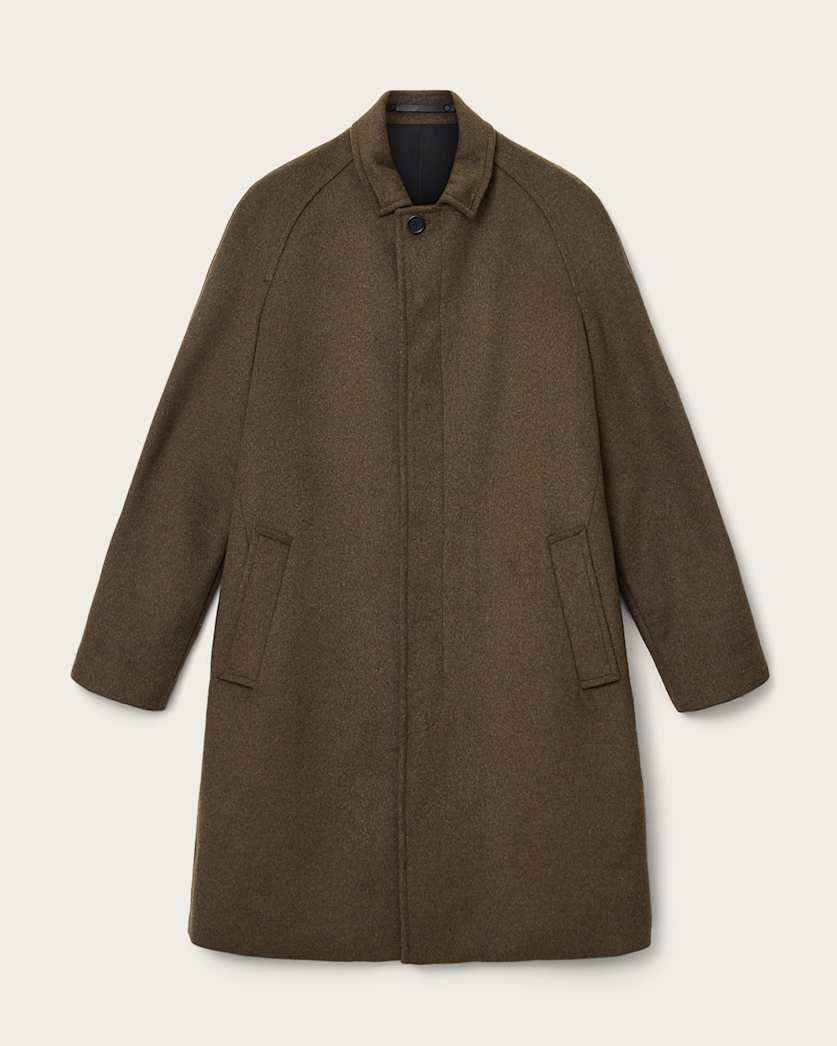 AllSaints Trent Wool Coat Log Brown