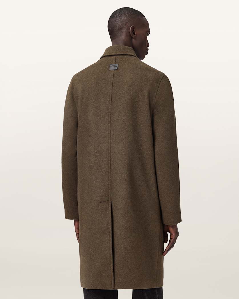 AllSaints Trent Wool Coat Log Brown