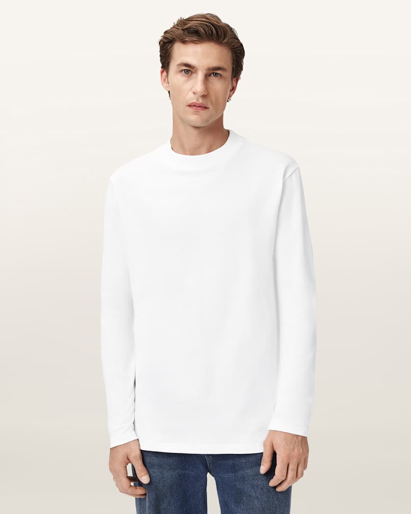 AllSaints Nero Long Sleeve T Shirt Chalk White