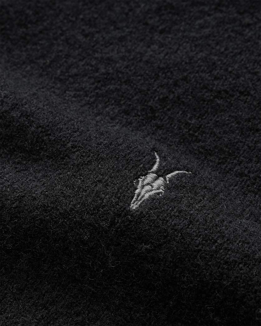 AllSaints Statten Long Sleeve Ramskull Polo Sweater Black
