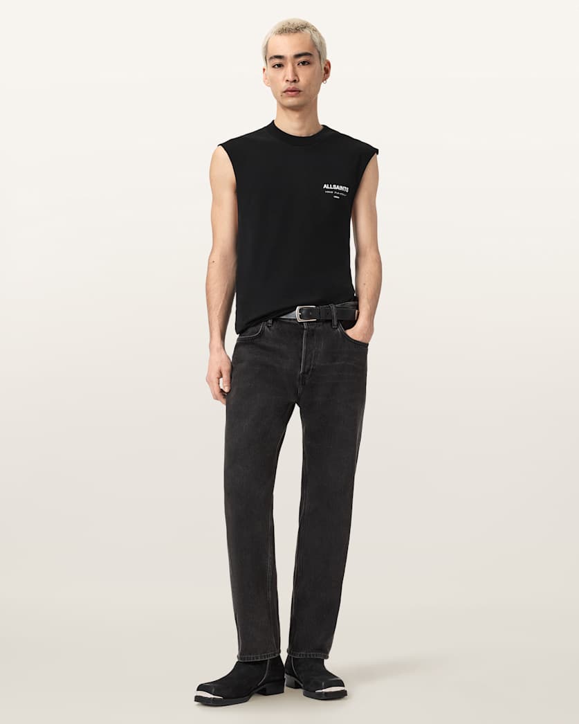 AllSaints Underground Sleeveless Crew Neck T Shirt Jet Black