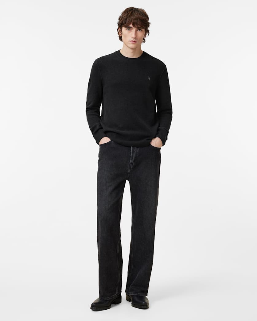 AllSaints Statten Ramskull Crew Neck Sweater Black