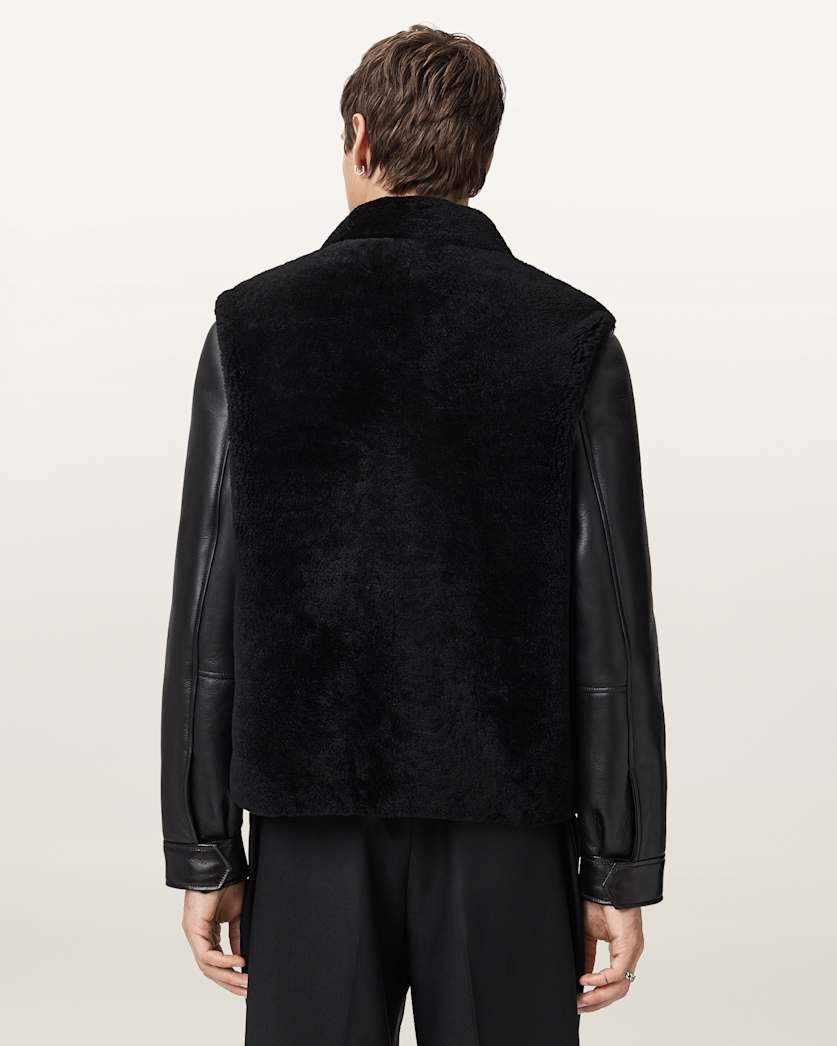 AllSaints Conyer Shearling Pilot Jacket Black
