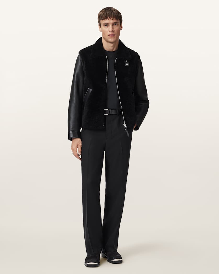 AllSaints Conyer Shearling Pilot Jacket Black