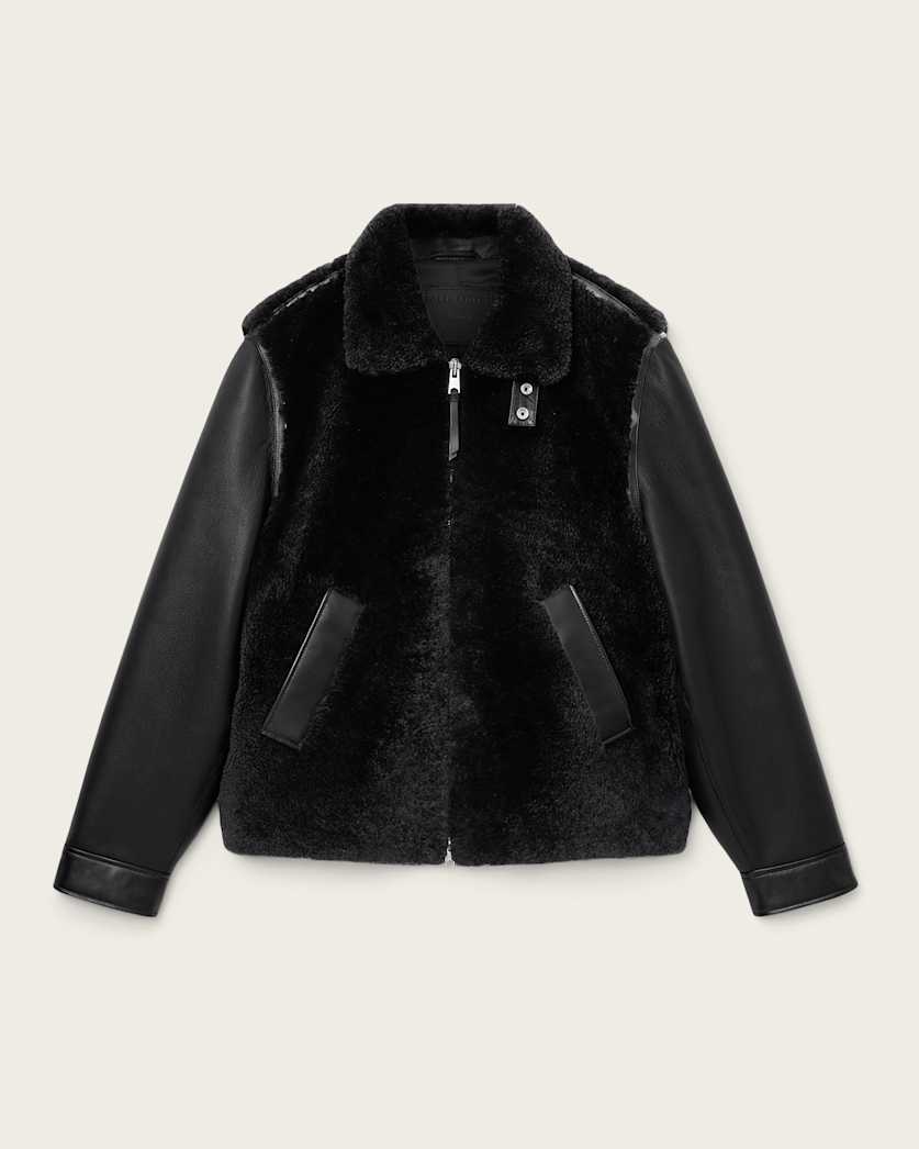 AllSaints Conyer Shearling Pilot Jacket Black