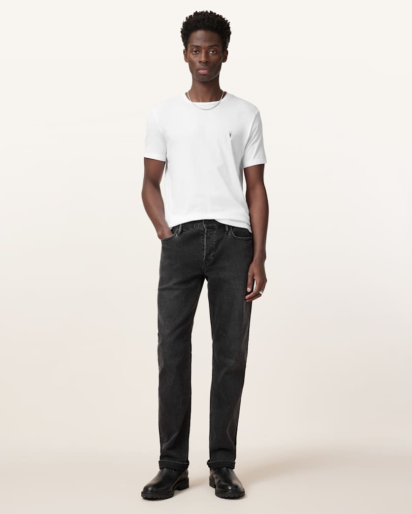 AllSaints Tonic Crew Neck Slim Ramskull T Shirt Optic White