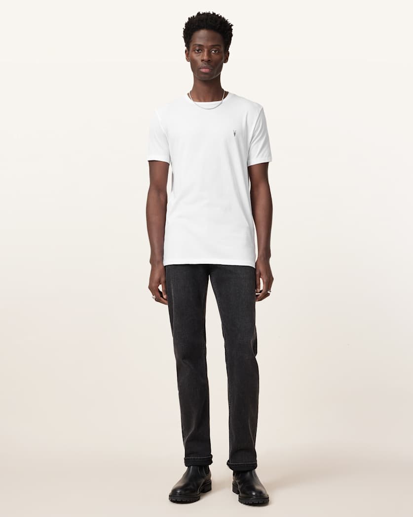 AllSaints Tonic Crew Neck Slim Ramskull T Shirt Optic White