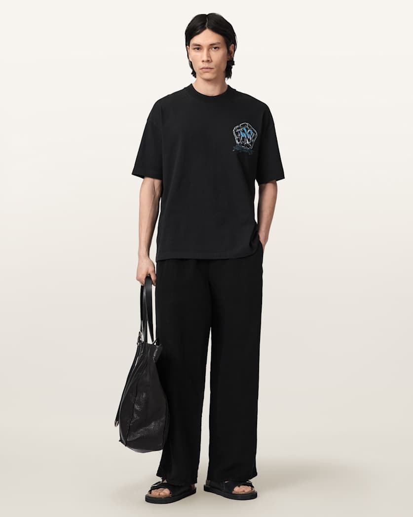 AllSaints Affix Short Sleeve Oversized T Shirt Parma Purple