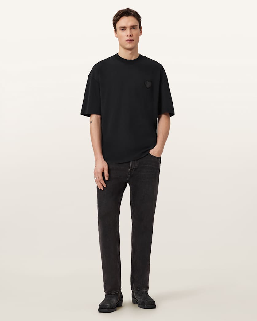 AllSaints Lover Short Sleeve Oversized T Shirt Washed Black