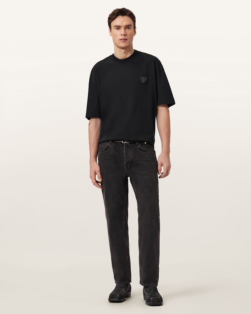 AllSaints Lover Short Sleeve Oversized T Shirt Washed Black