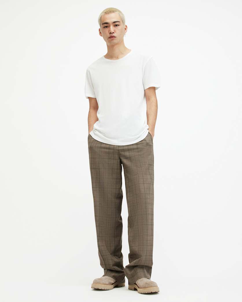 AllSaints Figure Crew Neck Raw Edge T Shirt Optic White