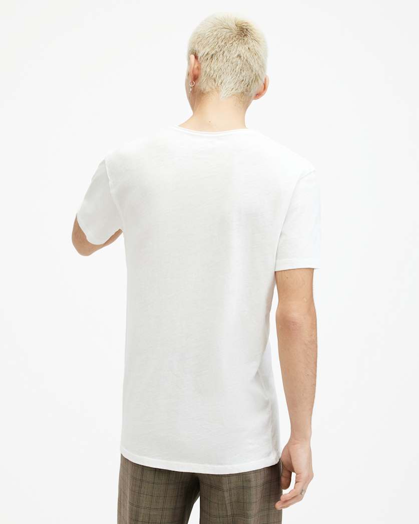 AllSaints Figure Crew Neck Raw Edge T Shirt Optic White