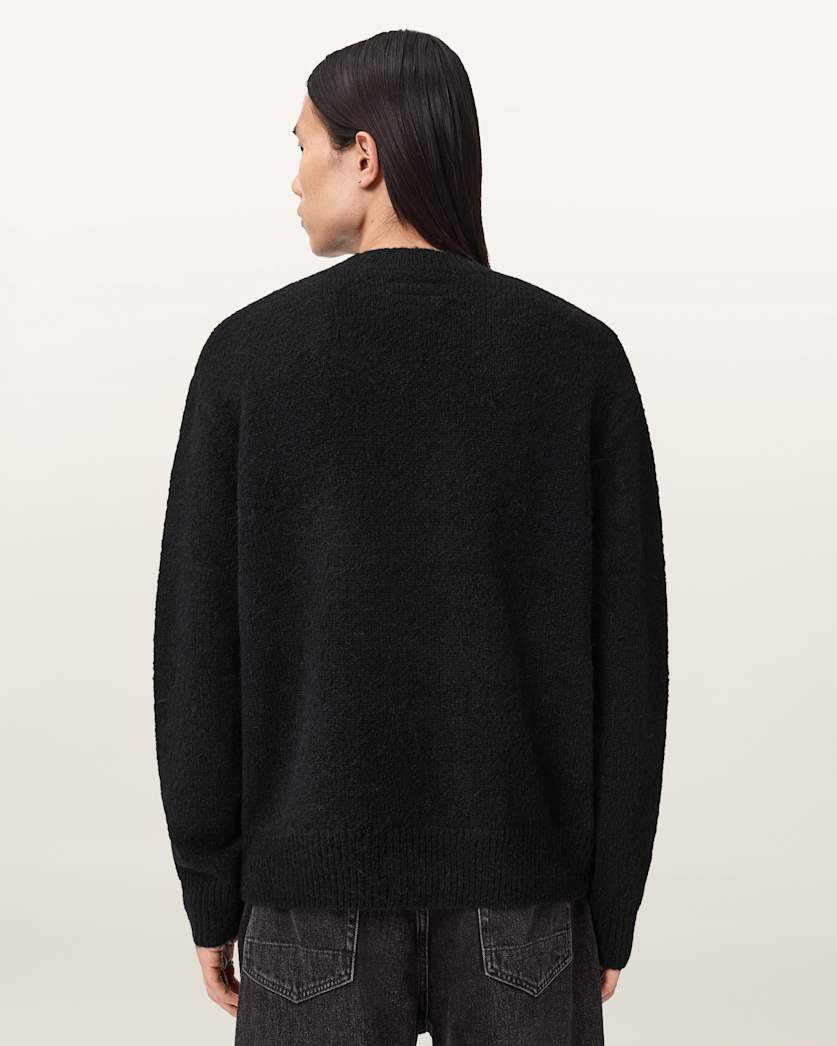 AllSaints Finden Oversized Jacquard Sweater Black
