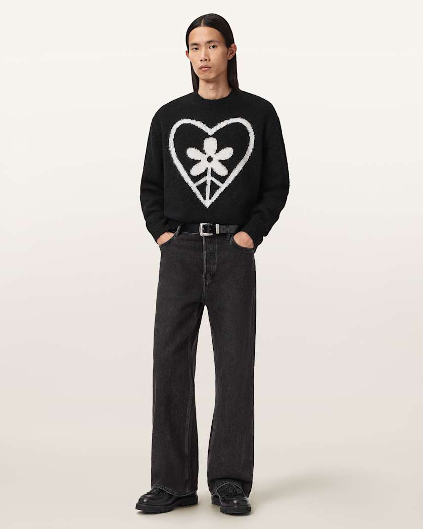 AllSaints Finden Oversized Jacquard Sweater Black