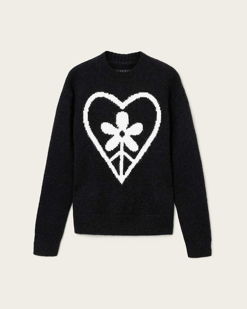 AllSaints Finden Oversized Jacquard Sweater Black