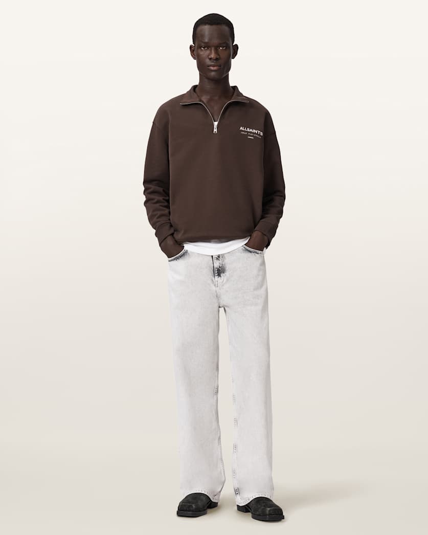 AllSaints Underground Half Zip Sweatshirt Bitter Brown