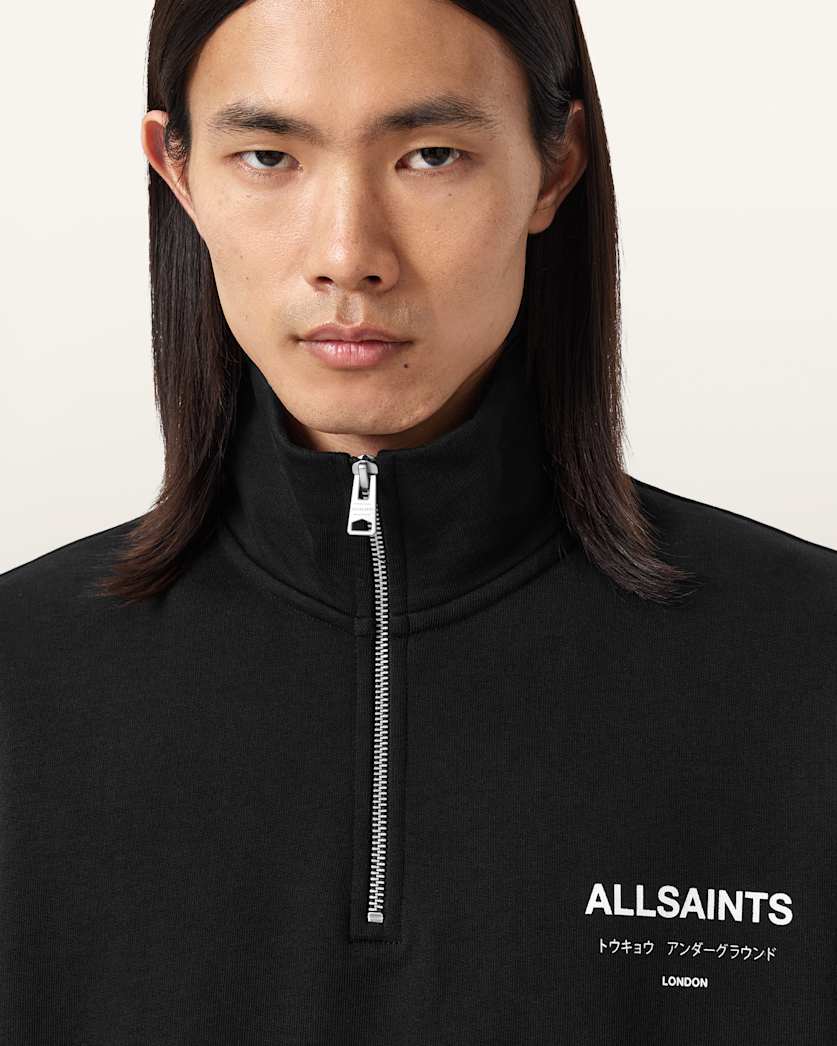 AllSaints Underground Half Zip Sweatshirt Bitter Brown