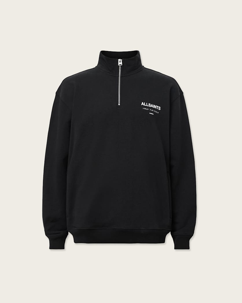 AllSaints Underground Half Zip Sweatshirt Bitter Brown